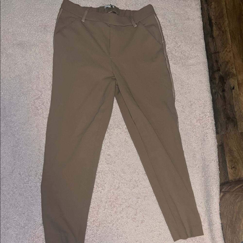 Tan Pantsuit Relaxed Fit Elastic Waistband